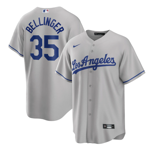 Men's Grey Los Angeles Dodgers #35 Cody Bellinger Cool Base Stitched Jersey